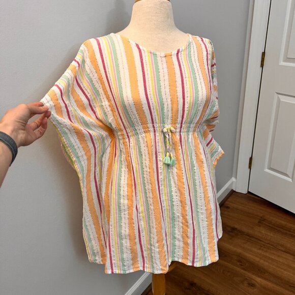 ZARA Pastel Striped Flowy Tunic Swim Coverup - Picture 1 of 9